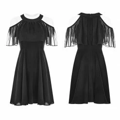 Punk Rave Store Gothic Elegant Black Chiffon Silk Dress For Women