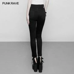 Punk Rave Store Women's High Waist Zipper Opening Fork Punk Jeans Denim Pants