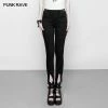 Punk Rave Store Women's High Waist Zipper Opening Fork Punk Jeans Denim Pants
