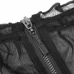 Punk Rave Store Soft Lace Imitate Silk Wrinkled Stitching Off Shoulder Tops Gothic T-shirt For Women