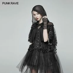 Punk Rave Store Lolita Transparent Lace Small Cloak With Hood