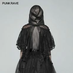 Punk Rave Store Lolita Transparent Lace Small Cloak With Hood