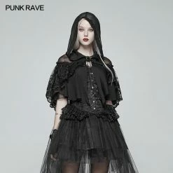 Punk Rave Store Lolita Transparent Lace Small Cloak With Hood