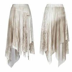 Punk Rave Store Vintage Steam Punk Asymmetric Lace Half Skirt Gothic Steampunk