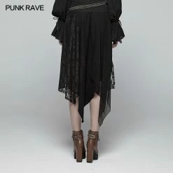 Punk Rave Store Vintage Steam Punk Asymmetric Lace Half Skirt Gothic Steampunk