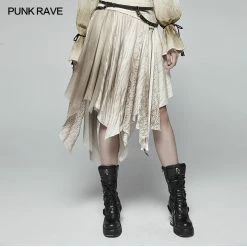 Punk Rave Store Vintage Steam Punk Asymmetric Lace Half Skirt Gothic Steampunk
