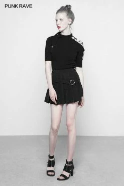 Punk Rave Store Punk Strapless Imitate Ice Silk T-shirt 11 Punk Rave Store Punk Strapless Imitate Ice Silk T-shirt