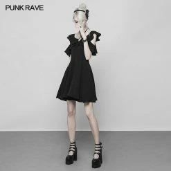 Punk Rave Store Punk Double Lotus Leaf Edge Bandage Dress