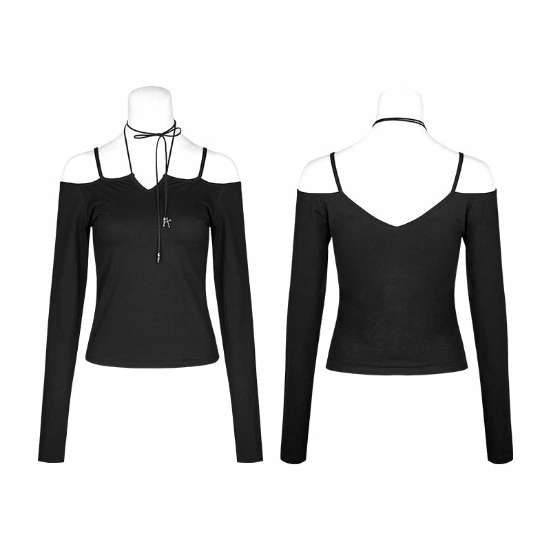 Punk Rave Store T Tie The Rope Strapless Long Sleeve Bottoming Shirts 6 Punk Rave Store T Tie The Rope Strapless Long Sleeve Bottoming Shirts