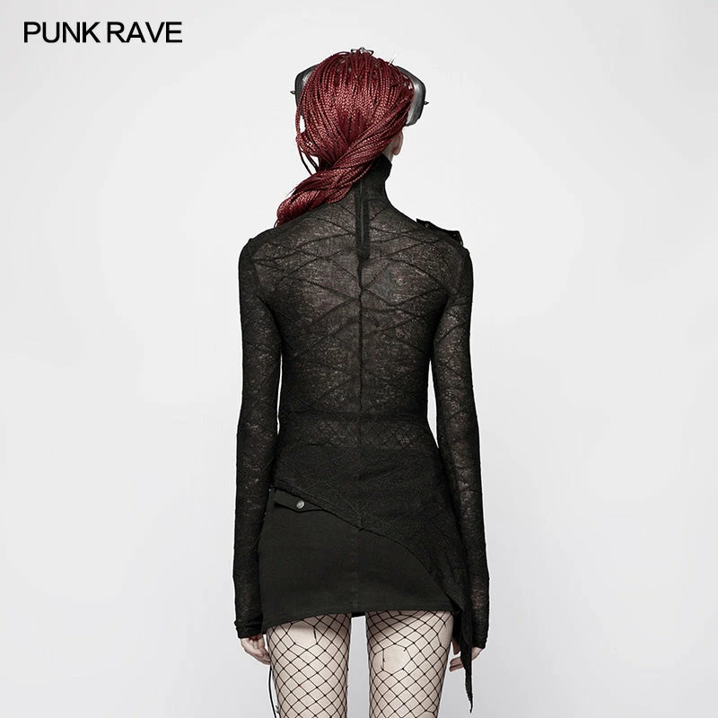 Punk Rave Store Womens Slim Punk Translucent T-Shirt 5 Punk Rave Store Womens Slim Punk Translucent T-Shirt