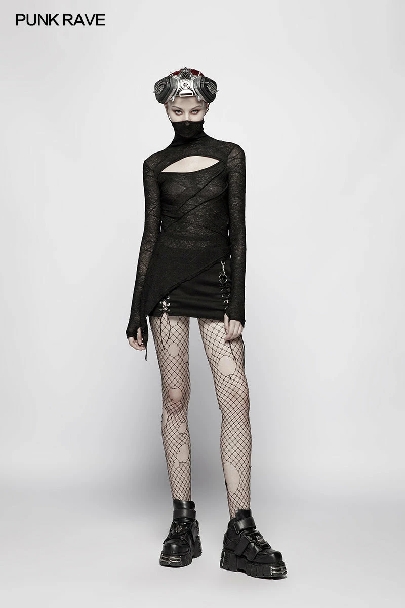 Punk Rave Store Womens Slim Punk Translucent T-Shirt 6 Punk Rave Store Womens Slim Punk Translucent T-Shirt