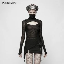 Punk Rave Store Womens Slim Punk Translucent T-Shirt