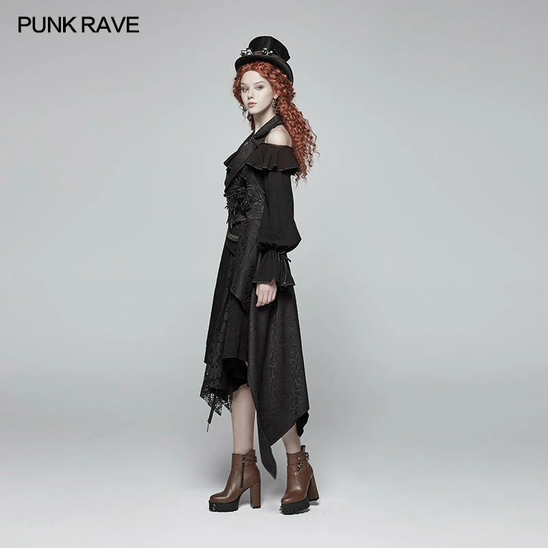 Punk Rave Store Gothic Womens V-neck Backless Detachable Long Vest Gothic Steampunk 4 Punk Rave Store Gothic Womens V-neck Backless Detachable Long Vest Gothic Steampunk