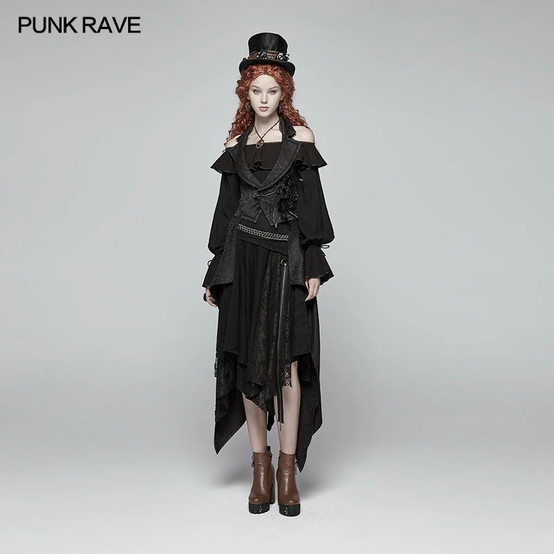 Punk Rave Store Gothic Womens V-neck Backless Detachable Long Vest Gothic Steampunk 3 Punk Rave Store Gothic Womens V-neck Backless Detachable Long Vest Gothic Steampunk