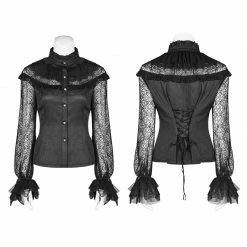 Punk Rave Store Gothic Steampunk Steampunk Translucent Lace Sleeve Vintage Shirt