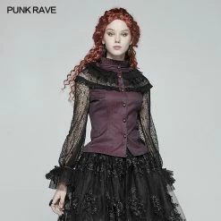 Punk Rave Store Gothic Steampunk Steampunk Translucent Lace Sleeve Vintage Shirt