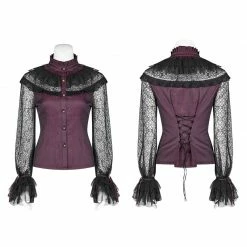 Punk Rave Store Gothic Steampunk Steampunk Translucent Lace Sleeve Vintage Shirt