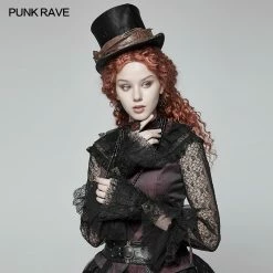 Punk Rave Store Steampunk Bronze Pattern Buckle Lace Glove