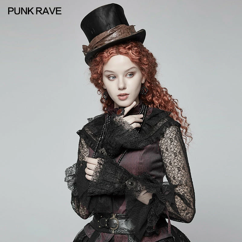 Punk Rave Store Steampunk Bronze Pattern Buckle Lace Glove 4 Punk Rave Store Steampunk Bronze Pattern Buckle Lace Glove