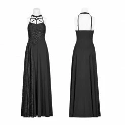 Punk Rave Store Gothic Womens Cross Halter Neck Daily Wear Dress