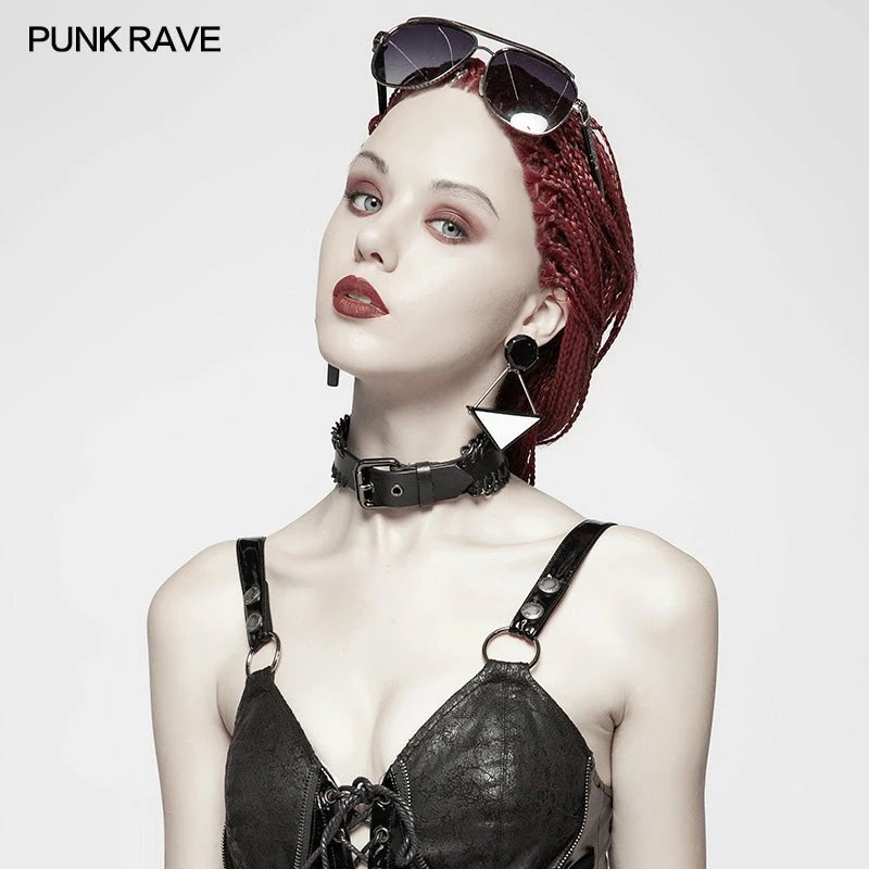 Punk Rave Store Collars & Chokers Punk PU -studded Chain Choker 5 Punk Rave Store Collars & Chokers Punk PU -studded Chain Choker