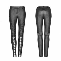 Punk Rave Store Punk Pressure Adhesive Faux Leather Woven Trousers