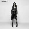 Punk Rave Store Punk Womens Asymmetric Hem Hooded Jacket Punk Leather Jacket