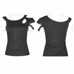 Punk Rave Store Daily Punk Short Sleeve T-shirt With Eyelets Decoration 11 Punk Rave Store Daily Punk Short Sleeve T-shirt With Eyelets Decoration