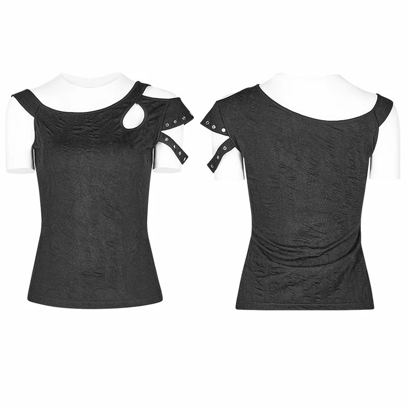 Punk Rave Store Daily Punk Short Sleeve T-shirt With Eyelets Decoration 6 Punk Rave Store Daily Punk Short Sleeve T-shirt With Eyelets Decoration