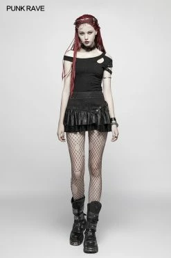 Punk Rave Store Daily Punk Short Sleeve T-shirt With Eyelets Decoration 13 Punk Rave Store Daily Punk Short Sleeve T-shirt With Eyelets Decoration