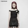 Punk Rave Store Daily Punk Short Sleeve T-shirt With Eyelets Decoration