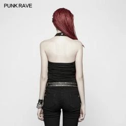 Punk Rave Store Punk Womens Halter Broken Hole Chain Knit Vest