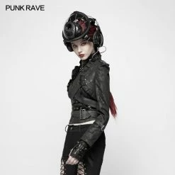 Punk Rave Store Gothic Steampunk Military Uniform Handsome Cross Short Coat