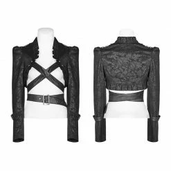 Punk Rave Store Gothic Steampunk Military Uniform Handsome Cross Short Coat