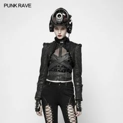 Punk Rave Store Gothic Steampunk Military Uniform Handsome Cross Short Coat