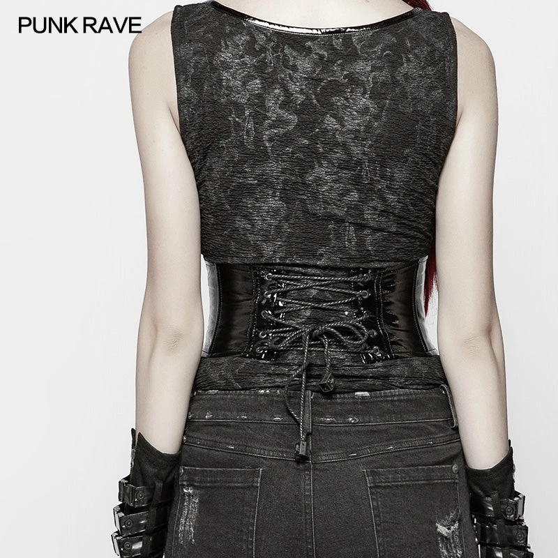 Punk Rave Store PUNK Tight-fitting Bright Patent PU Lace-up Girdle 5 Punk Rave Store PUNK Tight-fitting Bright Patent PU Lace-up Girdle