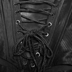 Punk Rave Store Punk PU Tight-fitting Short Corset With Cross Lace-up Back