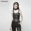 Punk Rave Store Punk PU Tight-fitting Short Corset With Cross Lace-up Back
