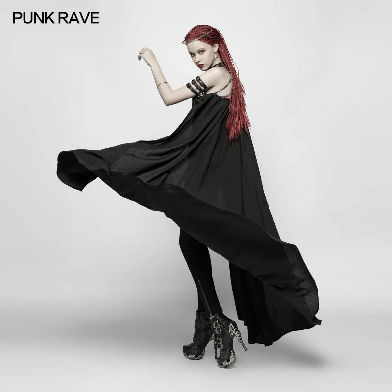 Punk Rave Store Women Punk Cross Long Cape With Chain 4 Punk Rave Store Women Punk Cross Long Cape With Chain