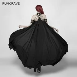 Punk Rave Store Women Punk Cross Long Cape With Chain 9 Punk Rave Store Women Punk Cross Long Cape With Chain