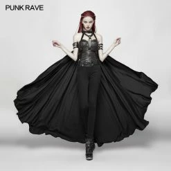 Punk Rave Store Women Punk Cross Long Cape With Chain