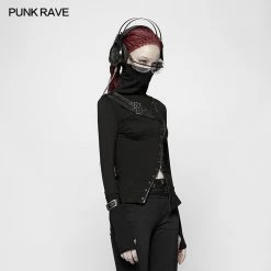 Punk Rave Store Punk Women Turtleneck Metal Long Sleeve T-shirt