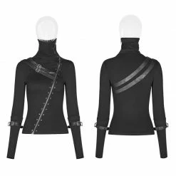 Punk Rave Store Punk Women Turtleneck Metal Long Sleeve T-shirt