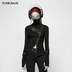 Punk Rave Store Punk Women Turtleneck Metal Long Sleeve T-shirt