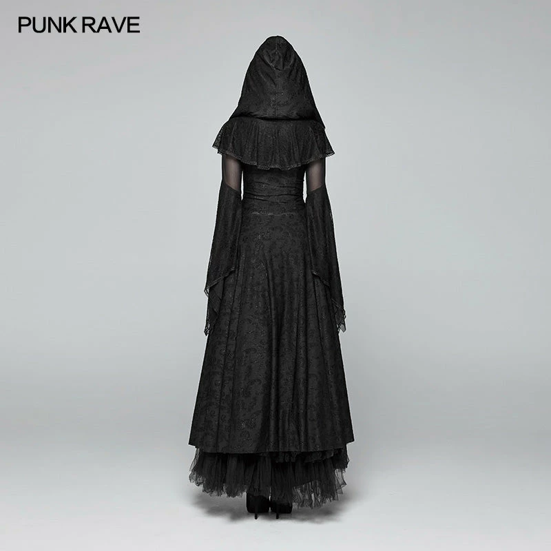 Punk Rave Store Sexy Goth Lace-up V Neck Long Sleeves Long Dress 5 Punk Rave Store Sexy Goth Lace-up V Neck Long Sleeves Long Dress