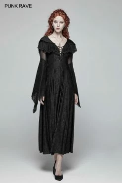 Punk Rave Store Sexy Goth Lace-up V Neck Long Sleeves Long Dress 13 Punk Rave Store Sexy Goth Lace-up V Neck Long Sleeves Long Dress