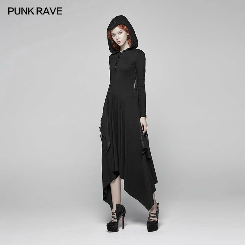 Punk Rave Store Gothic Bat Wing Hooded Long Sleeves Asymmetrical Dress Gothic Vampire 4 Punk Rave Store Gothic Bat Wing Hooded Long Sleeves Asymmetrical Dress Gothic Vampire