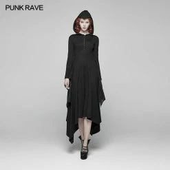 Punk Rave Store Gothic Bat Wing Hooded Long Sleeves Asymmetrical Dress Gothic Vampire