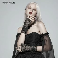 Punk Rave Store Gothic Black Lace Tulle Glove - One Pair Gloves