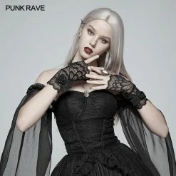 Punk Rave Store Gothic Black Lace Tulle Glove - One Pair Gloves